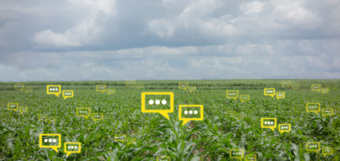 the bubble chat data the detect by futuristic technology in smart agriculture with artificial intelligence to improving yield, efficiency, and profitability in the farm